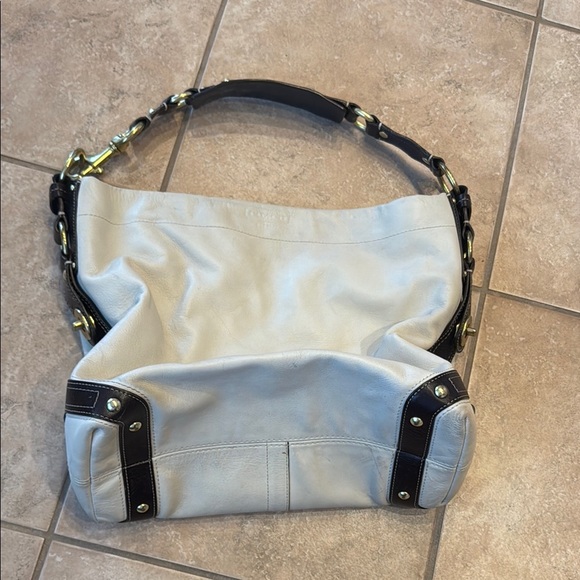 Coach Cream and Black Hobo with Textured Fabric - Picture 1 of 5